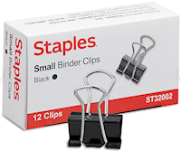 BINDER CLIPS, SMALL, STAPLES, BLACK, 144/CT MAIN